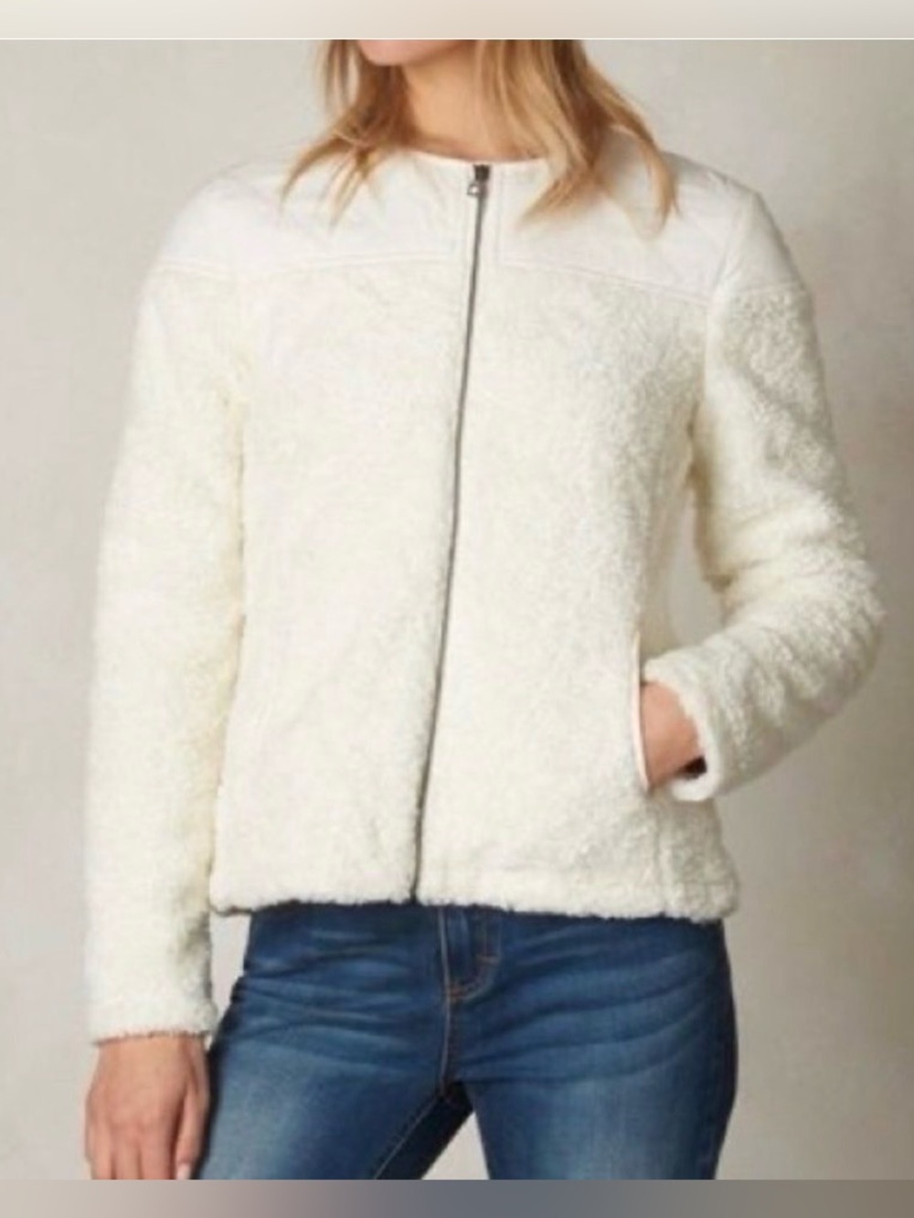 NWOT prAna Good Lux Jacket, Ivory, Sherpa Fleece, Quilted, Women’s